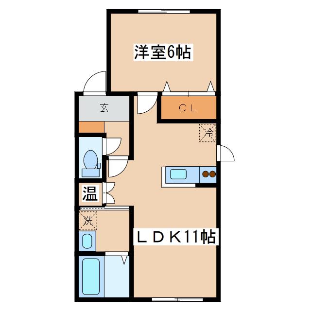 Iハイツ(1LDK/2階)の間取り写真