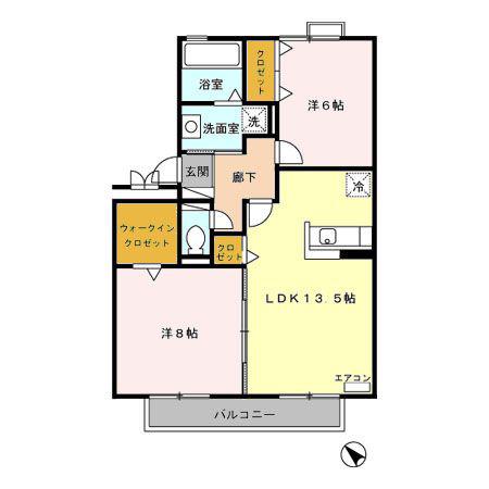 サウススクエア(2LDK/3階)の間取り写真