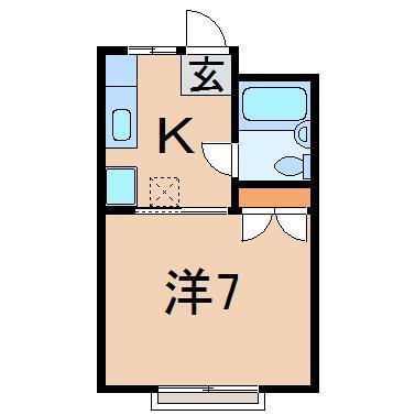 第二若葉荘(1K/2階)の間取り写真