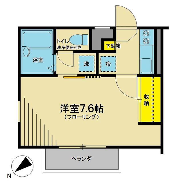 スマイリー三ッ沢(1K/2階)の間取り写真