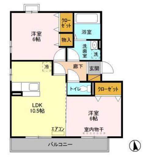 リ・サクラA(2LDK/3階)の間取り写真
