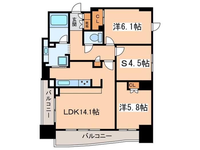 IPSE府中(2SLDK/13階)の間取り写真