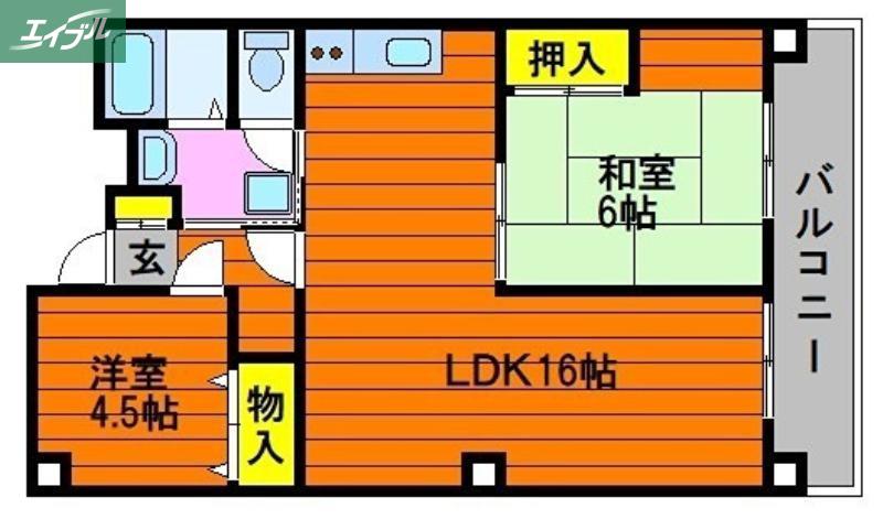 ふぁみーゆ旭川(2LDK/6階)の間取り写真