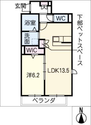 アニモ春岡(1LDK/3階)の間取り写真