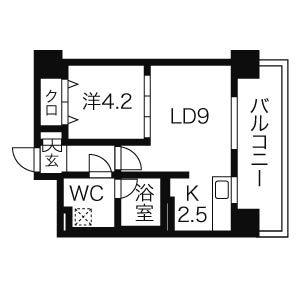 LEONE中島公園(1LDK/4階)の間取り写真