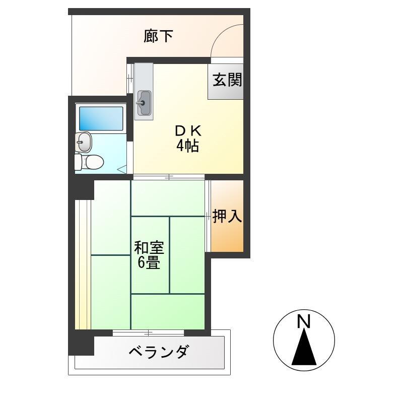中延山本ビル(1DK/4階)の間取り写真