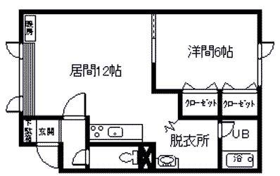 トーワ北門16(1LDK/1階)の間取り写真