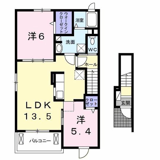 グランファミーユII(2LDK/2階)の間取り写真