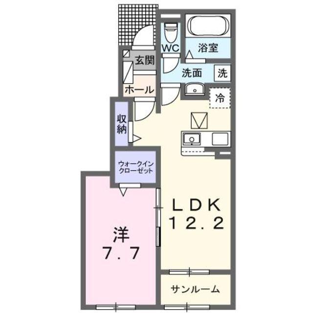 ヴィスタ ブライト D(1LDK/1階)の間取り写真