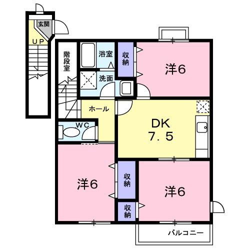 メゾンHKII(3DK/2階)の間取り写真
