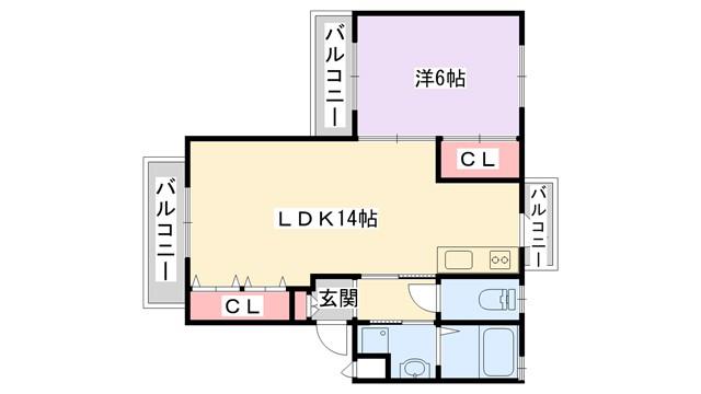 ヴレ・ロワイヤル(1LDK/3階)の間取り写真