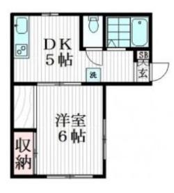 若林ビル(1DK/2階)の間取り写真