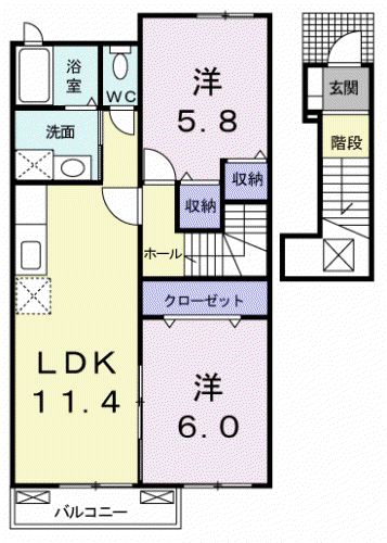 フォレストPARK(2LDK/2階)の間取り写真