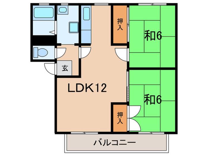 メルヴィルA棟(2LDK/2階)の間取り写真