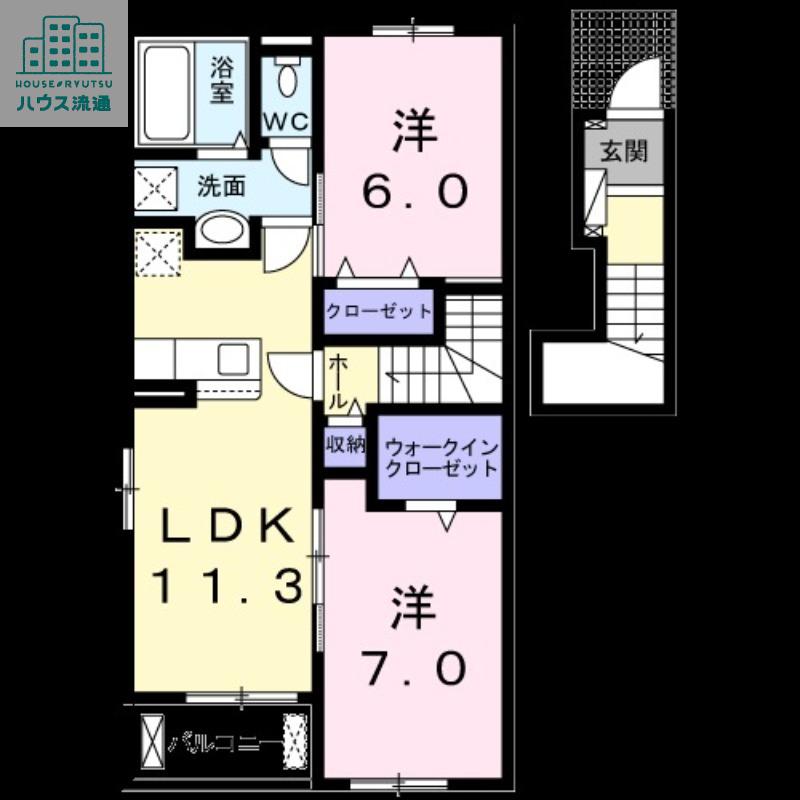 ロードサイド高来(2LDK/2階)の間取り写真