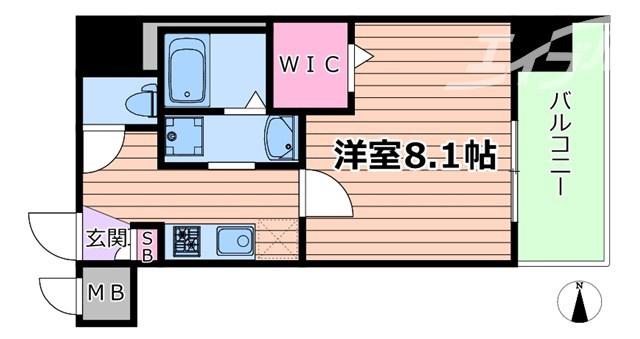 BPRレジデンス梅田西(1K/13階)の間取り写真