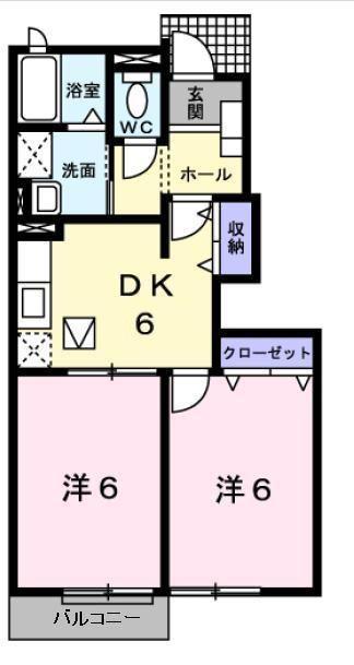 プランタンC(2DK/1階)の間取り写真