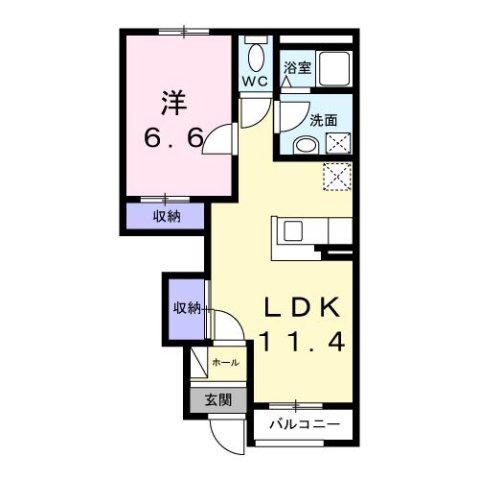 LEAF(1LDK/1階)の間取り写真