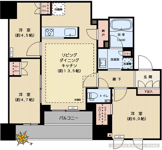 グローリオ文京東大前ヒルズ(3LDK/5階)の間取り写真