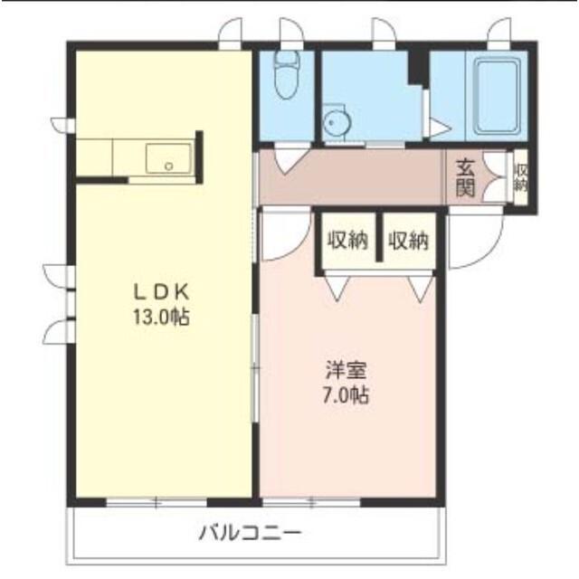 旭ガーデンハイツI(1LDK/2階)の間取り写真