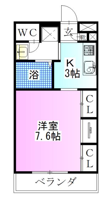 リブリビクトリアスBG(1K/1階)の間取り写真