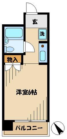 スカイコート戸越銀座(1K/6階)の間取り写真