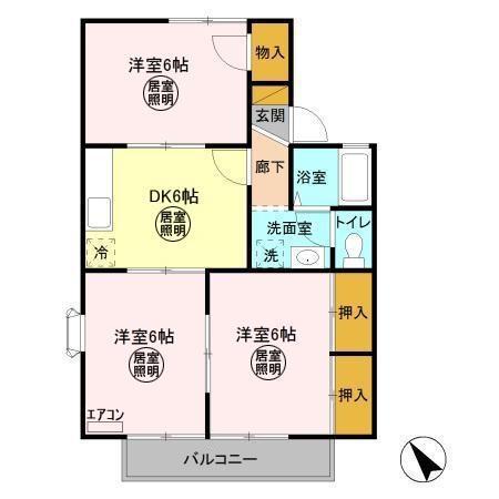 ビレッジJUNB(3DK/2階)の間取り写真