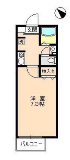 フェリカK(1K/2階)の間取り写真