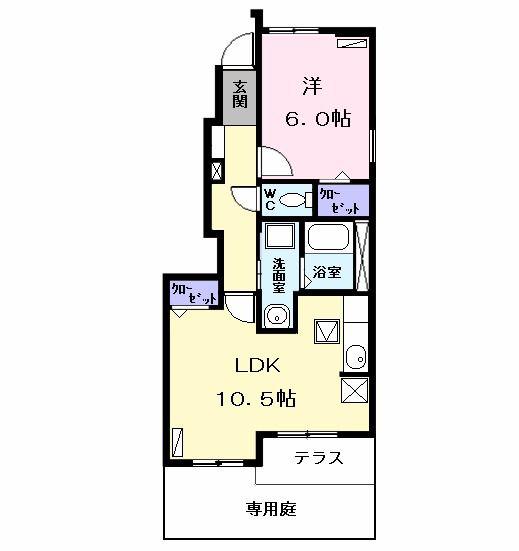 グラシオッソ(1LDK/1階)の間取り写真