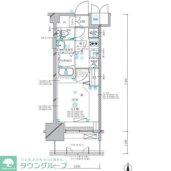 ディアレイシャス名古屋浄心II(1K/13階)の間取り写真