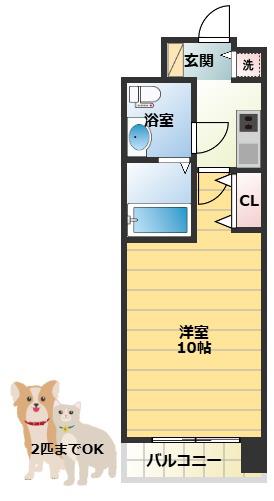 PHOENIX難波イースト(1K/9階)の間取り写真