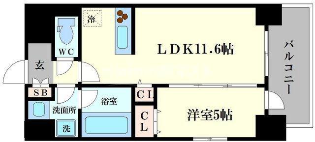 ウルバーノ イリス(1LDK/9階)の間取り写真
