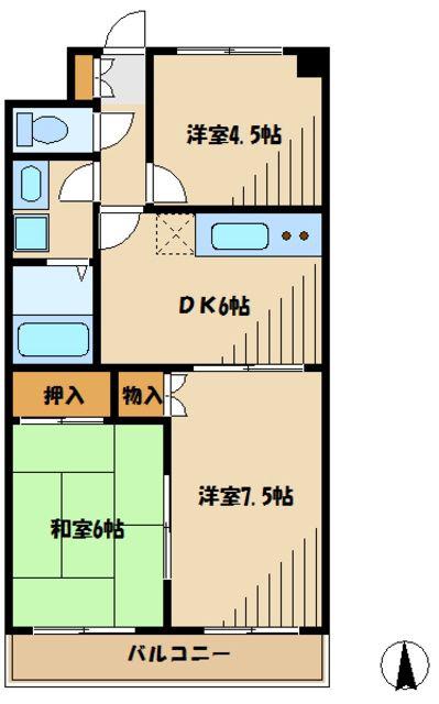 ガーデンヒルズ(3DK/2階)の間取り写真