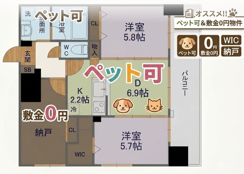 サムティレジデンス平和大通(2SDK/13階)の間取り写真