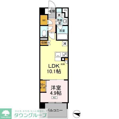 ロイヤルパークス仙台青葉通(1LDK/4階)の間取り写真