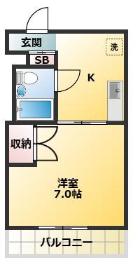ヴィレッジ・I(1K/3階)の間取り写真