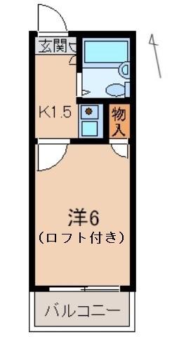 西浜第1マンション(1K/2階)の間取り写真