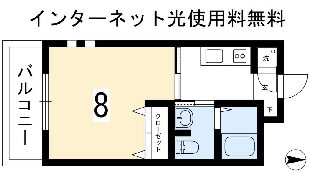 フラット ウェルス(1K/2階)の間取り写真