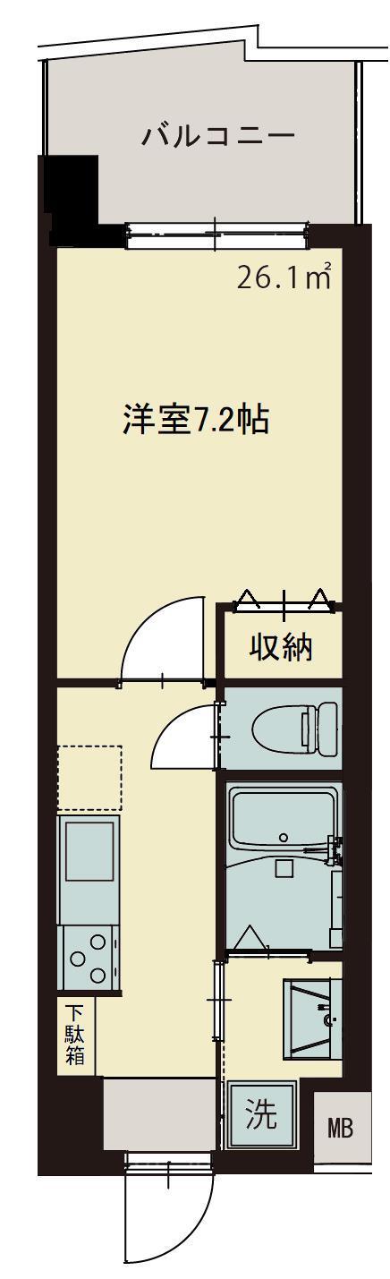 志幸85MANDARIN和光III(1K/4階)の間取り写真