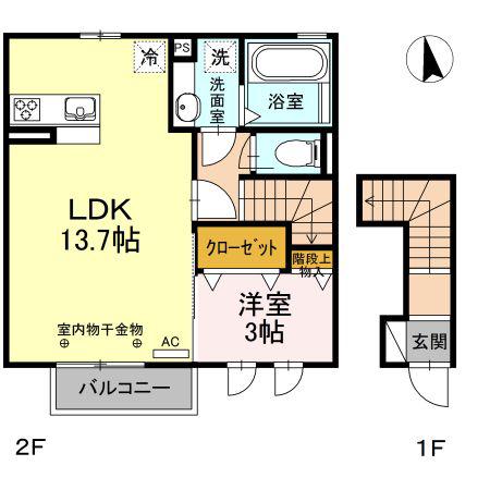 ベル アルモニー(1LDK/2階)の間取り写真