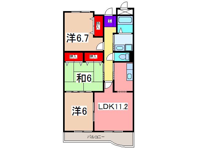 グランドレジデンス1-011383401(3LDK/2階)の間取り写真