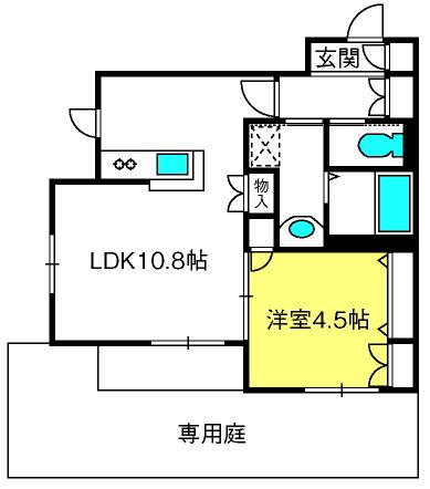 SAMSARA YAMAZAKI(1LDK/1階)の間取り写真
