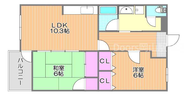 ガレリア21 II棟(2LDK/2階)の間取り写真