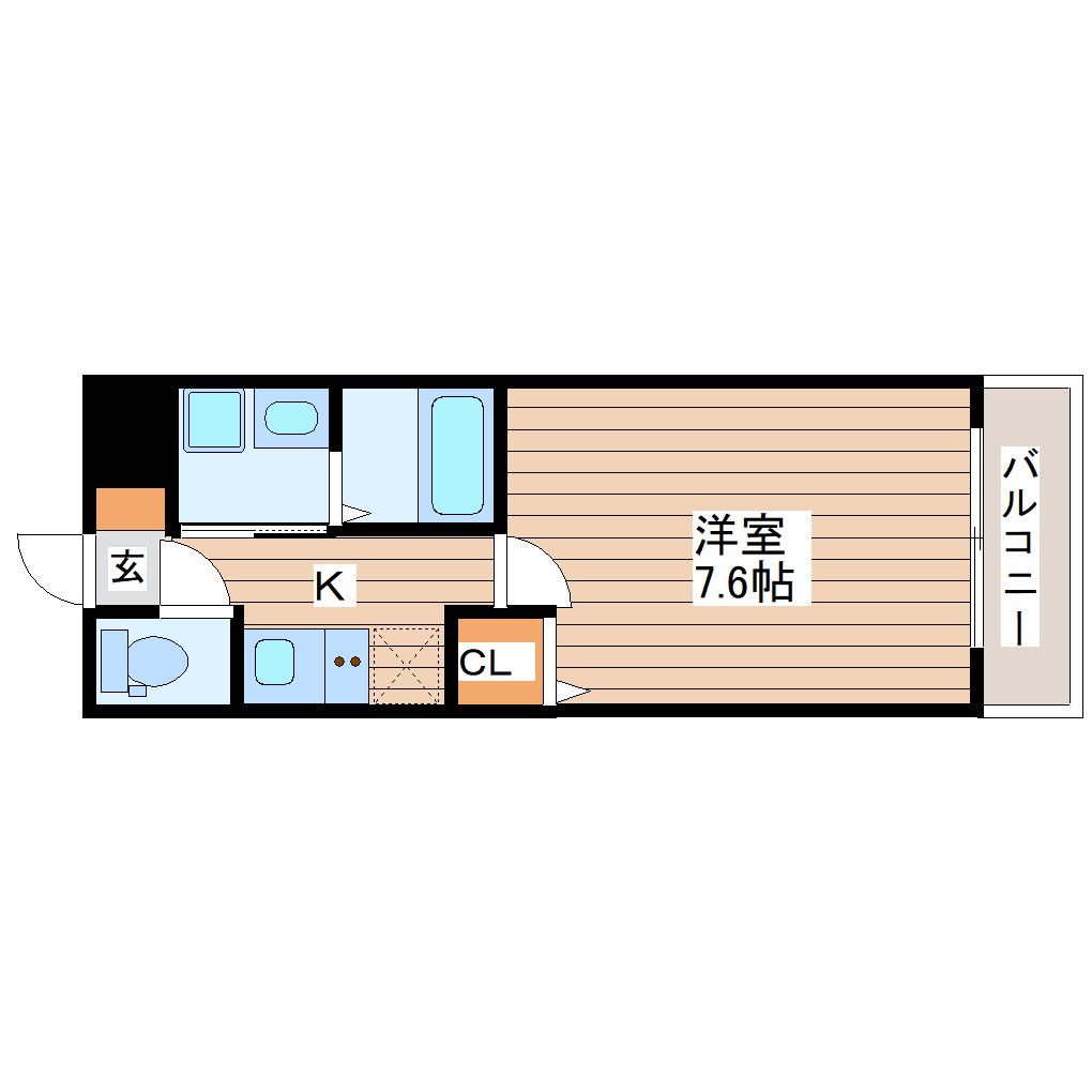 FLOURISH市名坂(1K/3階)の間取り写真