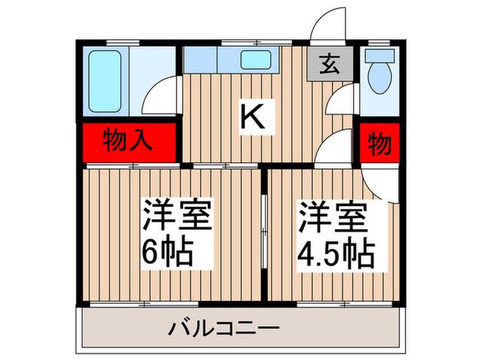 ハイム塚本(2K/2階)の間取り写真
