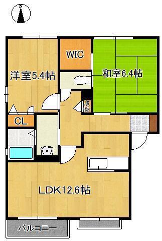 メゾン・グレース  D棟(2LDK/2階)の間取り写真