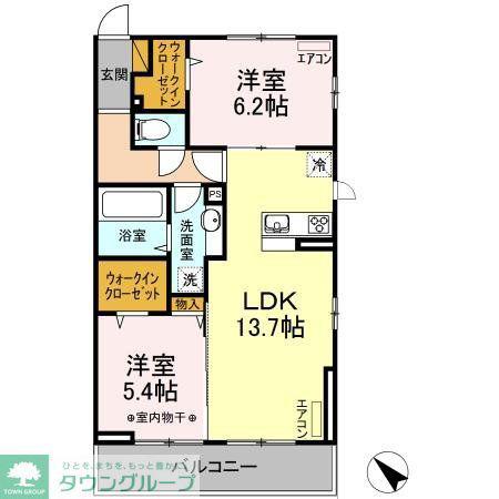 AZELEA (2LDK/1階)の間取り写真