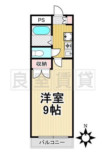 ヴェルディ城木(1K/1階)の間取り写真