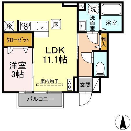 ラブリエSUN I(1LDK/1階)の間取り写真