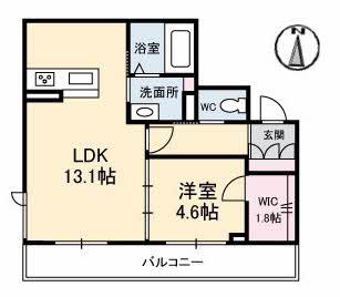シャーメゾン パン トロワ(1LDK/1階)の間取り写真